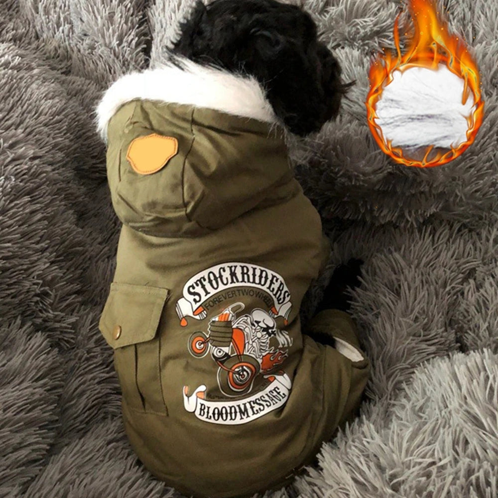 Hooded Winter Dog Coat Windproof Warm Jumpsuit for Pets