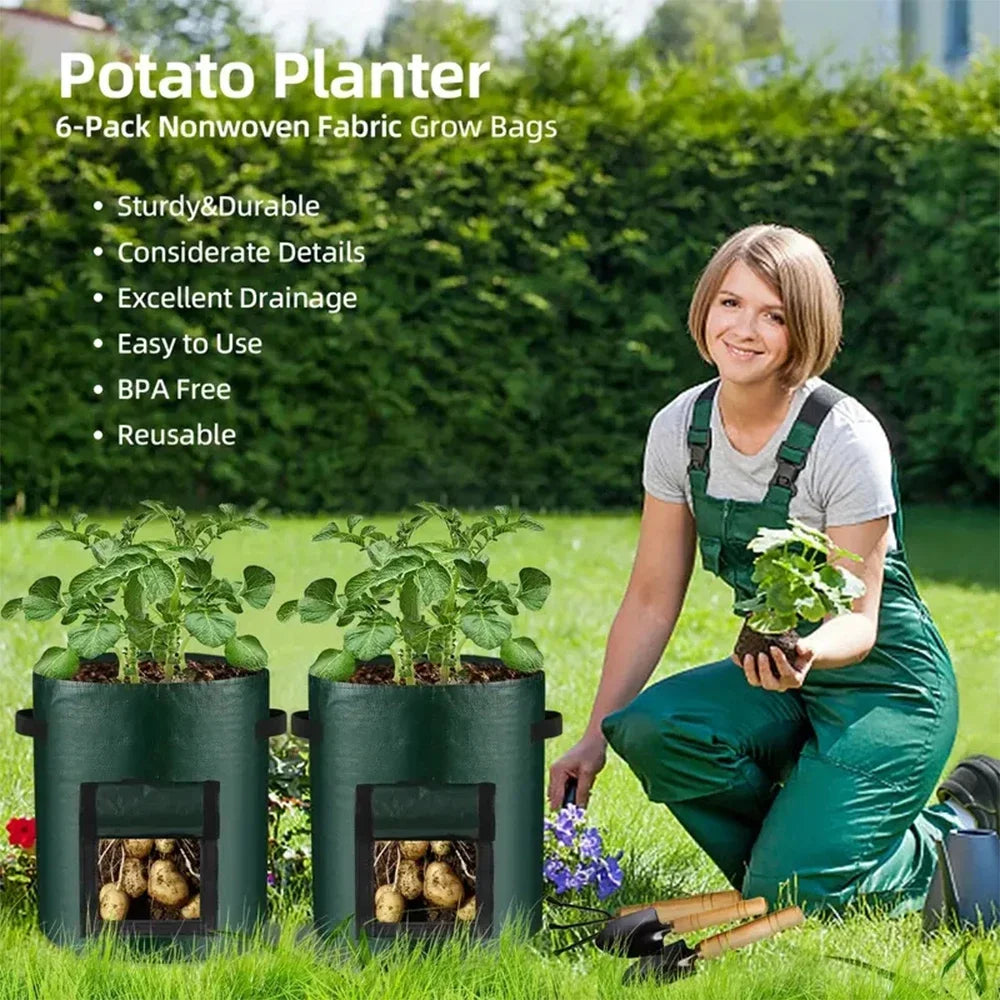 5 Pack Garden Grow Bags for Vegetables Pot Planter PE Cloth
