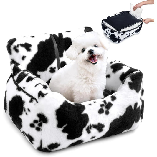 Dog Car Seat for Small Dogs Detachable and Washable Cat Car Seats Under 25 Pounds Soft Pet Booster Seats with Storage Pockets