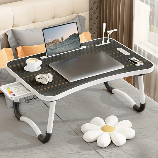 Foldable Laptop Desk With Usb Light Tablet Slot Cup Holder