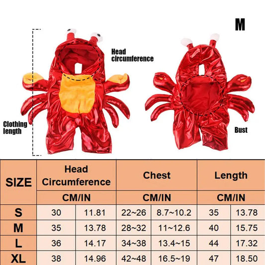 Crab Themed Dog Costume Red Hoodie For Halloween Party