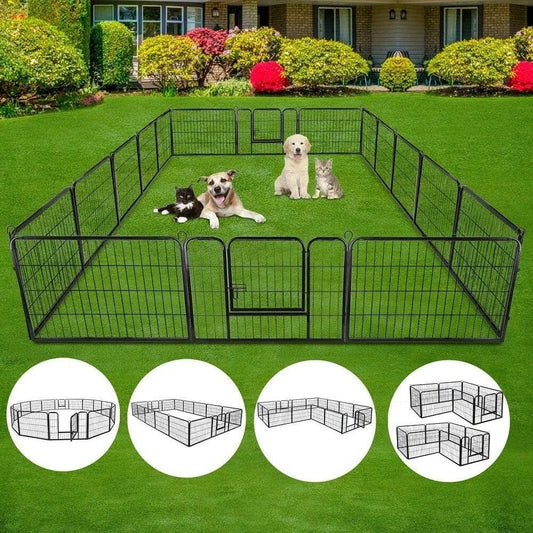16 Panels Metal Dog Playpen 48 Inch Height Foldable Doors