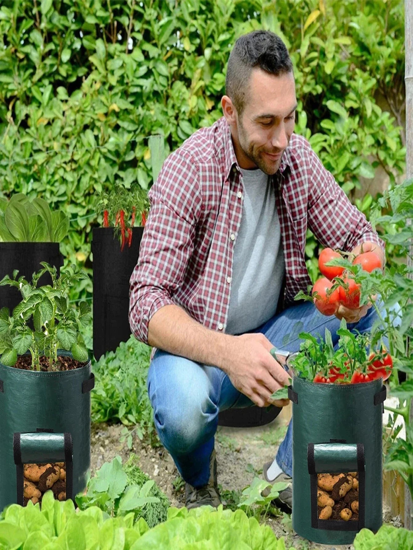 5 Pack Garden Grow Bags for Vegetables Pot Planter PE Cloth