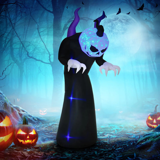 7 Foot Inflatable Halloween Skeleton Ghost LED Display