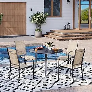 7-Piece All-Weather Rattan Patio Dining Set with 60" Wood Table Top, Removable Cushions & Umbrella Hole - Outdoor Furniture Set