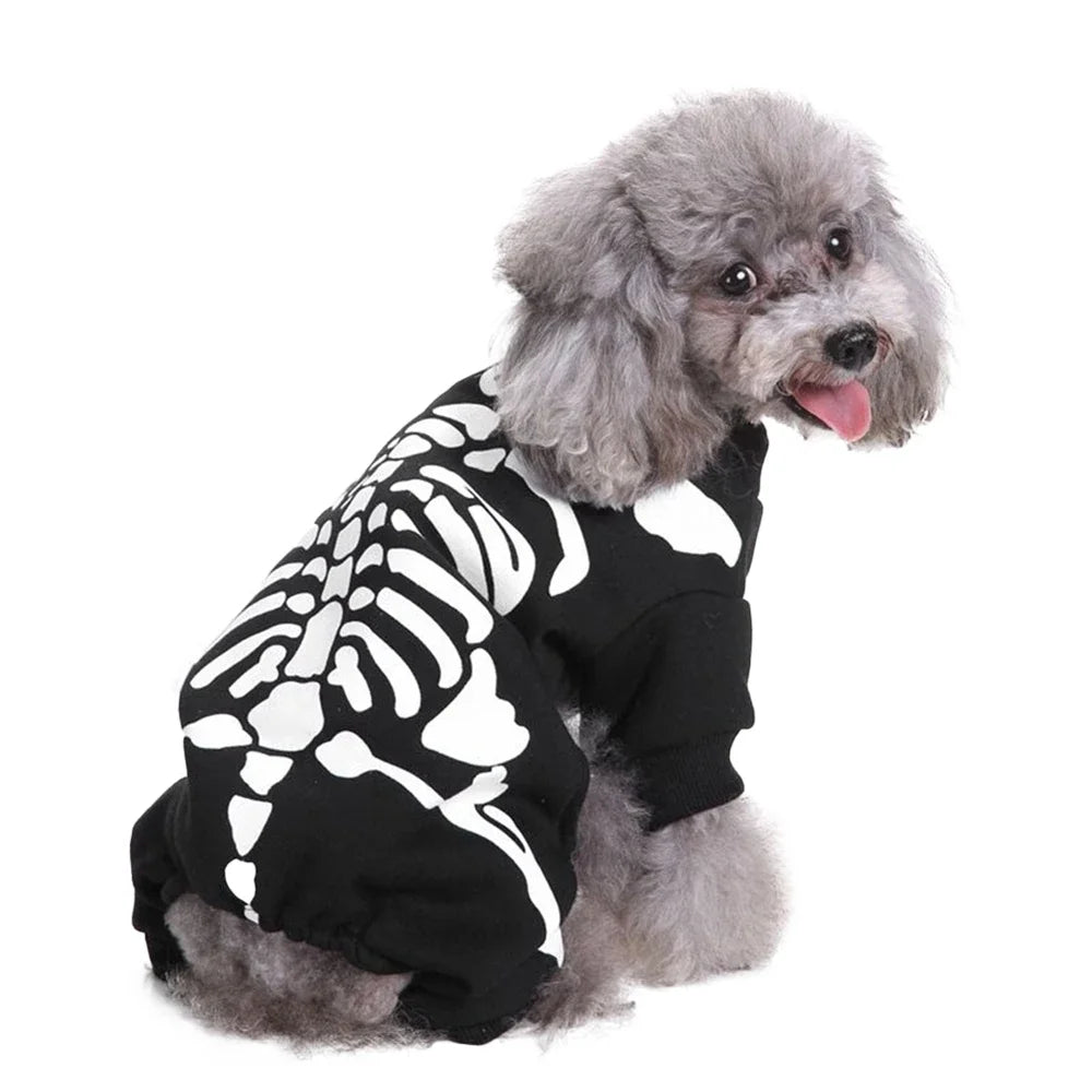 Skeleton Dog Costume Halloween Pet Clothes for Puppies Cats
