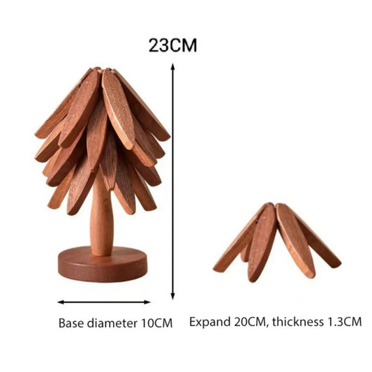 Tree Design Wooden Trivets Set 4Pcs Heat Resistant Coasters