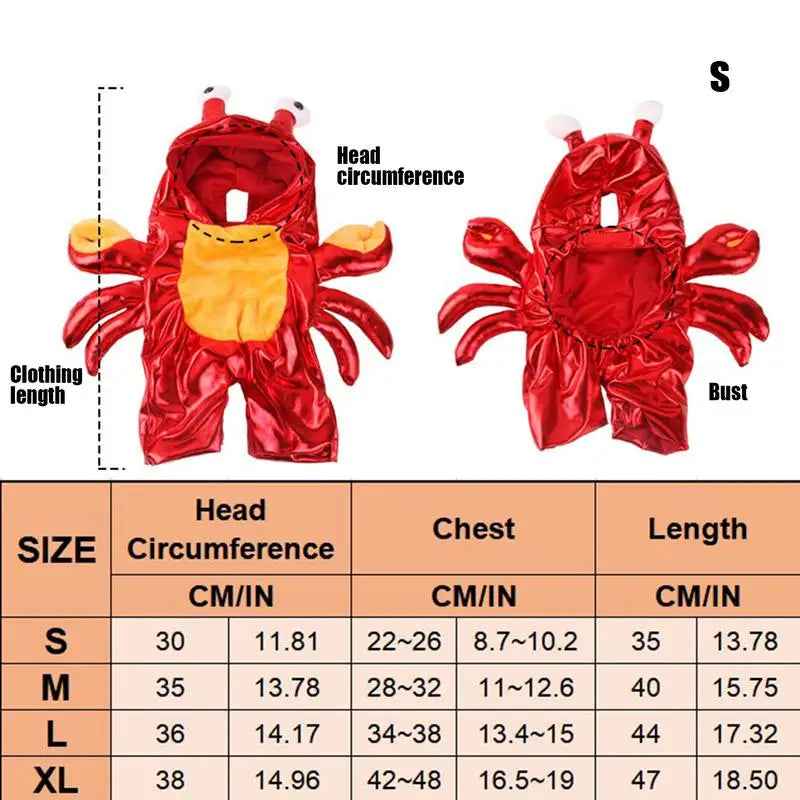 Crab Themed Dog Costume Red Hoodie For Halloween Party