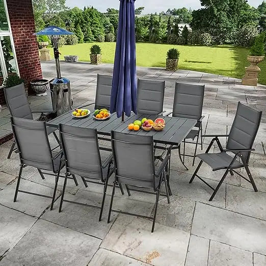 7-Piece All-Weather Rattan Patio Dining Set with 60" Wood Table Top, Removable Cushions & Umbrella Hole - Outdoor Furniture Set