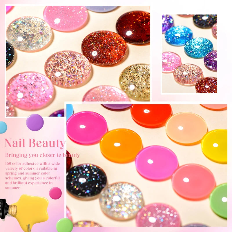 6Pc Gel Nail Polish Set Nude Pink Red Glitter Soak Vernis