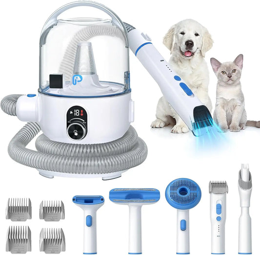 Pet Grooming Vacuum Kit 5 in 1 High Power Grooming Kit with 2.0L Dust Cup for Shedding Dogs and Cats Low Noise Hair Remover