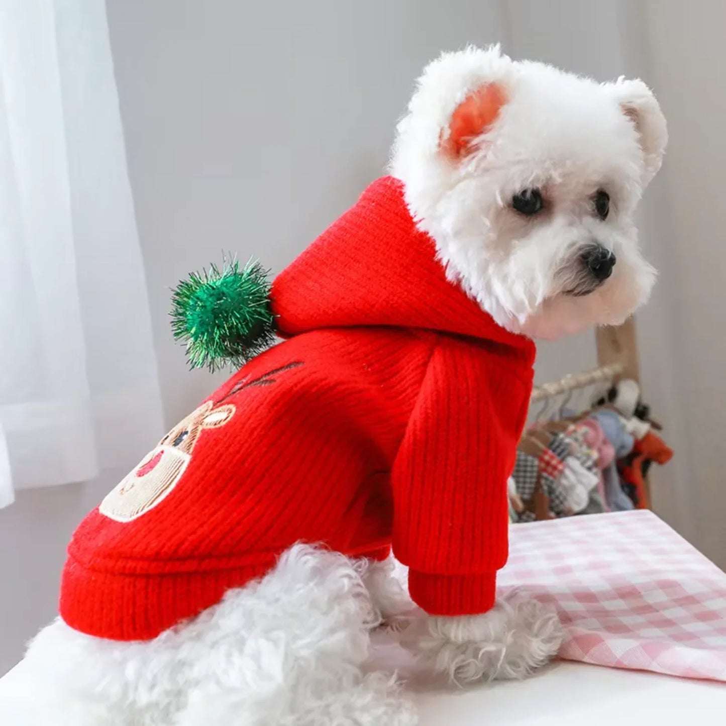 Winter Christmas Pet Skirt Dress For Small Dogs Warm Coat Outfit
