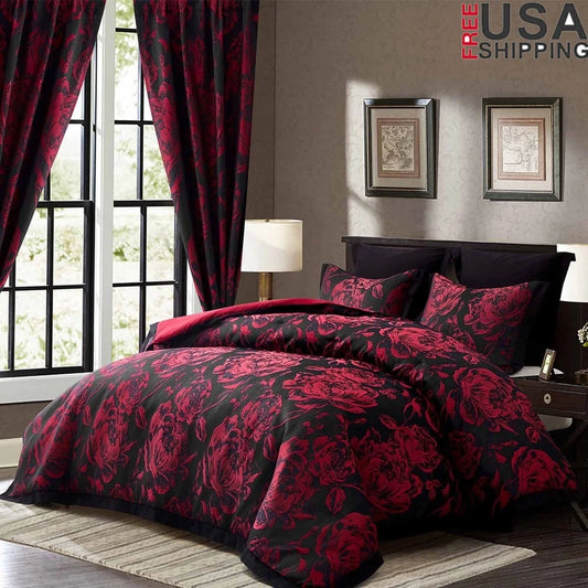 7 Piece Queen Comforter Set Jacquard Seersucker Floral