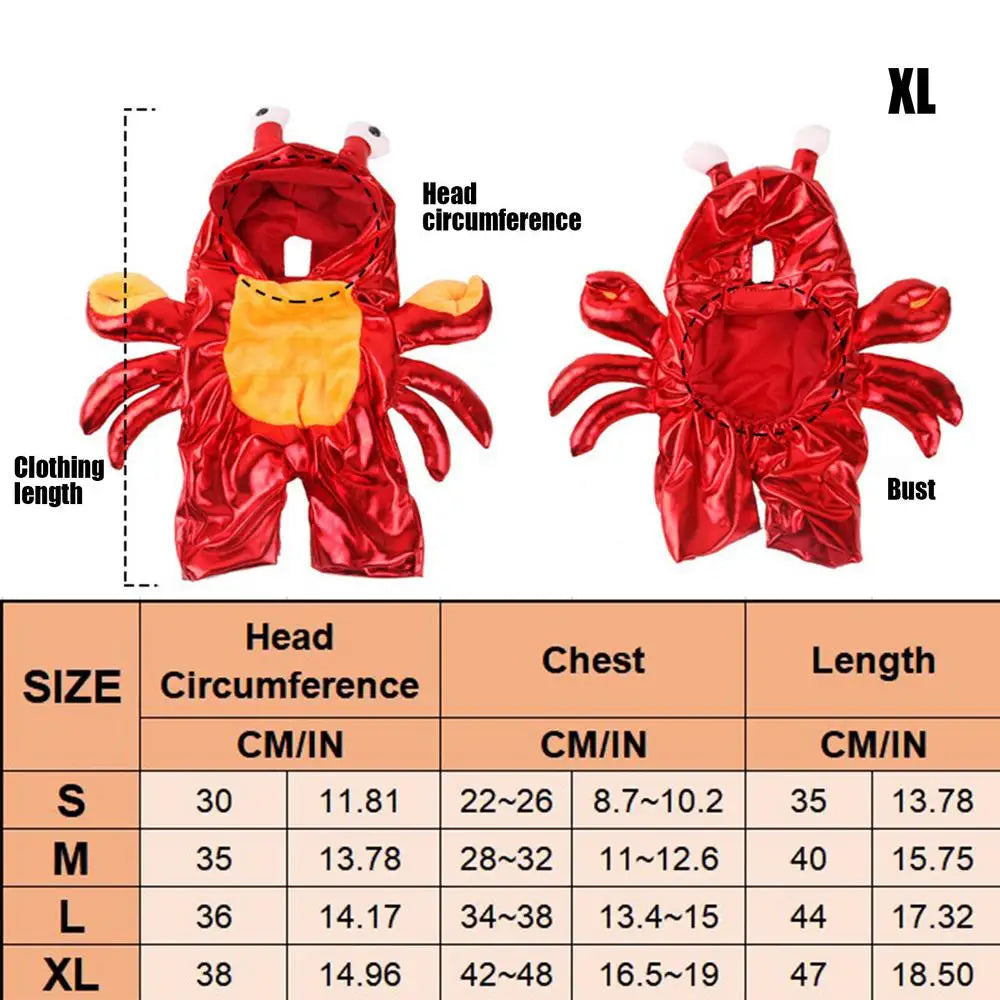 Crab Themed Dog Costume Red Hoodie For Halloween Party
