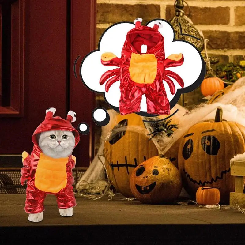 Crab Themed Dog Costume Red Hoodie For Halloween Party