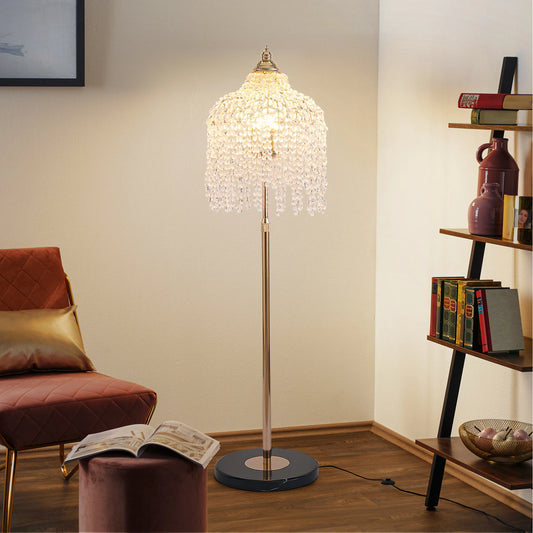 3 Light Elegant Crystal Floor Lamp Waterfall Bead Strings