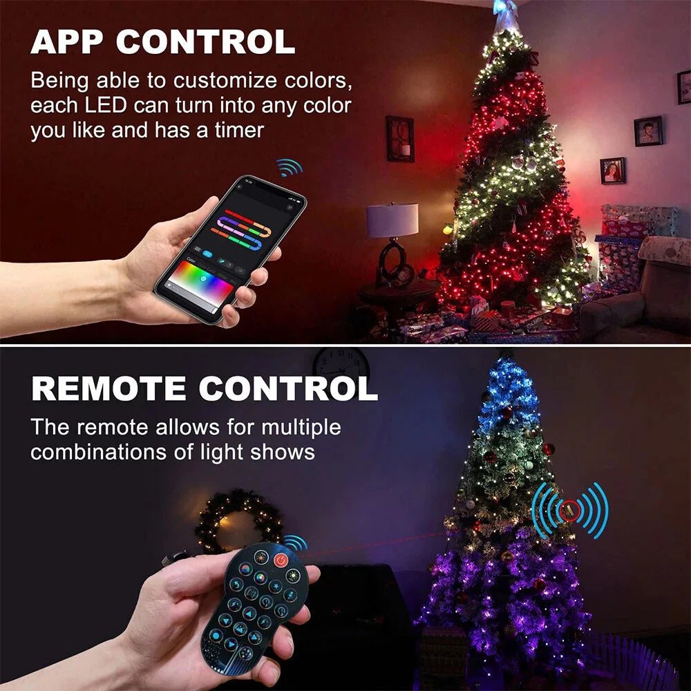 1.8 To 2.1M Smart RGB Fairy String Lights BT App Control For Christmas Tree